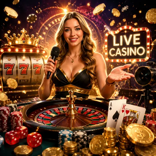 Roleta ao vivo com crupiê e fichas sobre a mesa de cassino transmitida em streaming